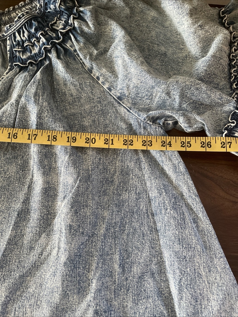 Free People Washed Blue Ruffle Peasant Tunic - Picture 7 of 7